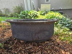 lot 156 image: Primitive Standing Cauldron Firepit