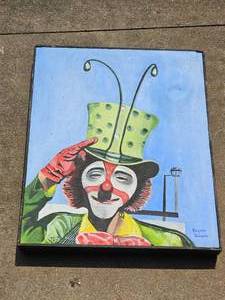 lot 164 image: Greydon Zanpehe Madhatter Clown Original Oil Painting