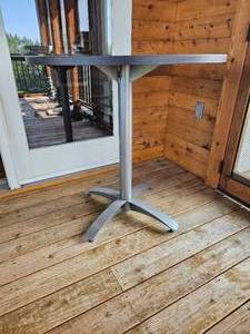 lot 17B image: Ash Finish Steel Base High Top Cafe Table