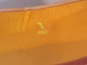 lot 26N image: MURANO Italian Hand-Blown Glass Vase - Amber Metals