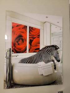 lot 94 image: Surrealist Fine Art Print on Glass - A Zebra Cant Change Its Stripes