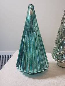 lot 95 image: Glistening Blown Mercury Glass Christmas Tree Set - (3)