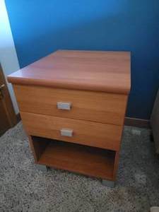 lot 102A image: Chic Modern 2-Drawer Bedside Table with Open Shelf
