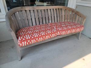 lot 82 image: Stylish Outdoor Teak Garden Bench