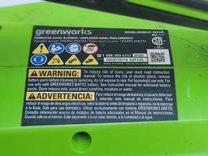 lot 180 image: Greenworks Cordless Axial Leaf Blower - BLF346