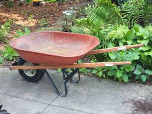 lot 182 image: Classic Red Garden Wheelbarrow
