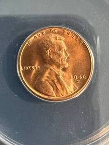 1946-S US WHEAT CENT ANACS MS66 RED