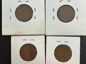 4 US WHEAT CENTS 1909-VDB 1912 1912-D 1915-D