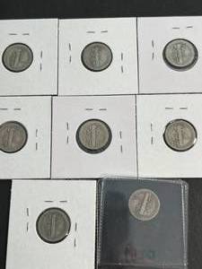 GROUP OF 8 US MERCURY DIMES