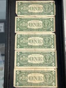 5 US BLUE SEAL $1 SILVER CERTIFICATES