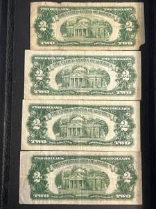 4 US RED SEAL $2 BILLS