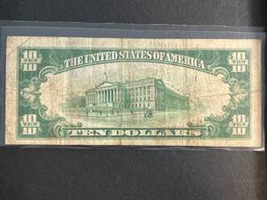 1929 US $10 NATIONAL BANK NOTE OF ASHLAND NEBRASKA