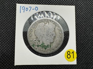 lot 81 image: 1907-O Silver Barber Half Dollar