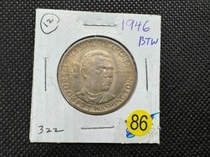 lot 86 image: 1946 Booker T. Washington Silver Commemorative Half Dollar