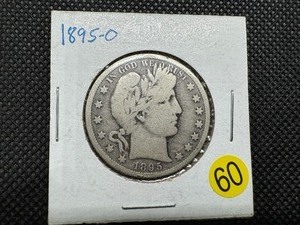 lot 60 image: Better Date 1895-O Silver Barber Half Dollar PCGS Price Guide for a VF8 is $100