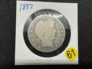 lot 61 image: 1897 Silver Barber Half Dollar