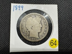 lot 64 image: 1899 Silver Barber Half Dollar