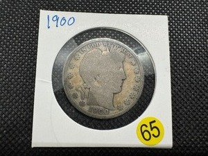 lot 65 image: 1900 Silver Barber Half Dollar