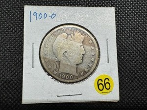 lot 66 image: Better Date 1900-O Silver Barber Half Dollar PCGS Price Guide for a G4 is $45