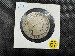 lot 67 image: 1901 Silver Barber Half Dollar
