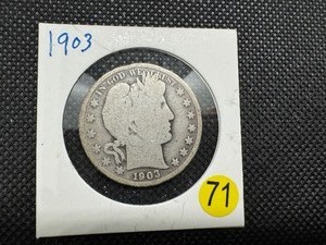 lot 71 image: 1903 Silver Barber Half Dollar