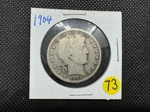 lot 73 image: 1904 Silver Barber Half Dollar