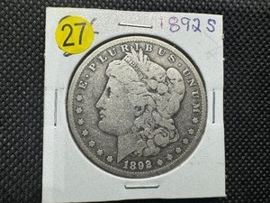 lot 27 image: Key Date 1892-S Morgan Silver Dollar