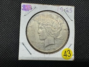 lot 43 image: 1925 Peace Silver Dollar
