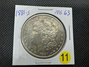 lot 11 image: 1881-S Morgan Silver Dollar Marked MS63 When Purchased