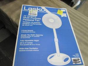 lot 180 image: Lasko 16 inch Pedestal Fan open box...