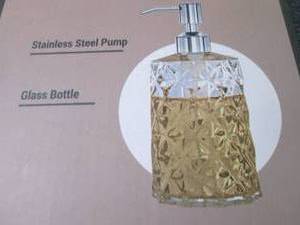 lot 208 image: 2 Glass Bottle Soap Dispensers...