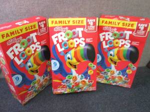 lot 363 image: 3- 18.4 oz Kelloggs Fruit Loops...