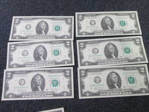 lot 426 image: 6 Sequential, Uncirculated $2 Bills...