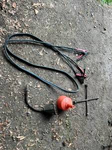 lot 38 image: Booster Cables, Funnels & Tire Wrench