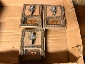 lot 9 image: Vintage PO Box Mail Doors