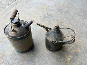 lot 205 image: Antique Lantern Fill Can & Metal Fuel Can