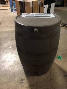 RTS Home Accents 50 Gal. Rain Barrel Walnut Color with Brass Spigot   Customer Returns See Pictures