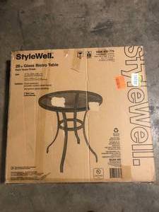 StyleWell 28 in. Mix and Match Round Steel Outdoor Patio Bistro Table with Glass Top Customer Returns See Pictures