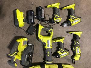 RYOBI ONE 18V Cordless 6-Tool Combo Kit with 1.5 Ah Battery, 4.0 Ah Battery, Charger, and 2.0 Ah Battery (2-Pack)  Customer Returns See Pictures