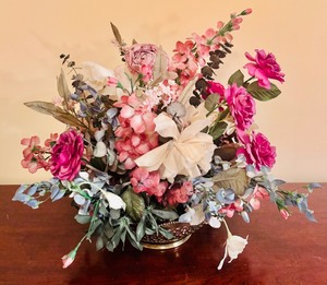 lot 95 image: Two Gorgeous Floral Arrangements in Pink, Rose, Cream, Hot Pink and Greens