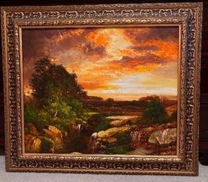 lot 89 image: Beautiful Textured Framed Painting Arizona Sunset Near The Grand Canyon