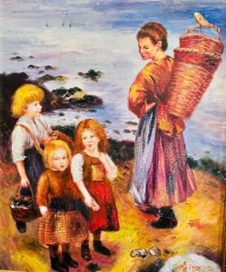 lot 78 image: Unique and Beautiful Wall Art Mother and Children by Larson Juhl