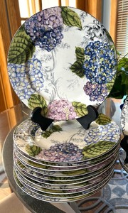 lot 142 image: American Atelier Hydrangea Toile Dishware Grouping