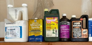 lot 169 image: Mineral Spirits, Liquid Magnet, Wood Cleaner, Various Oils, Nu Finish, Uni-Gard and More
