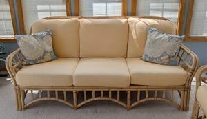 lot 1 image: Awesome Rattan Sofa and Loveseat Set