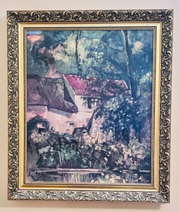lot 110 image: Framed Paul Cezanne Reproduction Oil Painting House of Pere Lac Roix