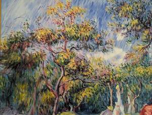 lot 17 image: Colorful Woman in the Forest by Renoir Reproduction Oil Painting