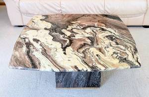 lot 26 image: Gray with Hints of Purple Marble Coffee Table