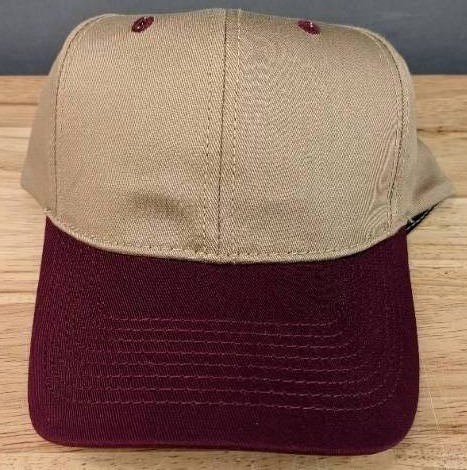lot 14C image: 12 Brand New Advantage Series Ltd. Khaki and Maroon Cotton Snap Back Hats OSFM A