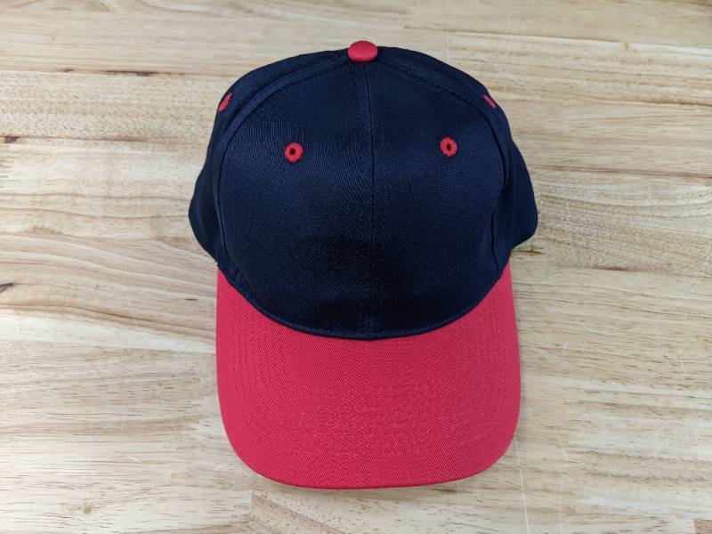 lot 53B image: 60 Brand New Advantage Series Ltd. Navy Blue and Red Hats OSFM A